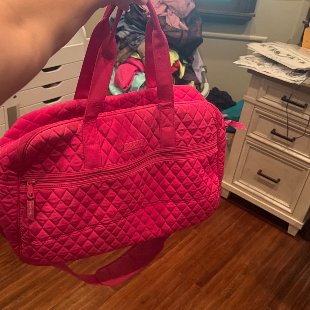 Vera Bradley Bright Pink Quilted Travel Bag - Picture 2 of 4